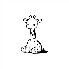 Fototapeta premium Adorable giraffe illustration, perfect for children's books and cute designs, a simple drawing with a sweet animal character, created from vector graphics