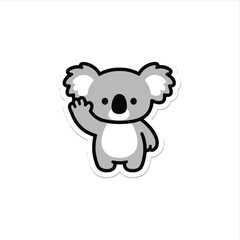 Adorable Koala Character Waving Hello in a Cute and Friendly Style, Perfect for Children's Designs or Educational Materials with a Welcoming and Playful Vibe