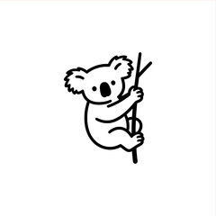 Adorable koala clinging to branch, a cute design for logos and branding, perfect for nature-themed projects, wildlife conservation efforts, and children's illustrations