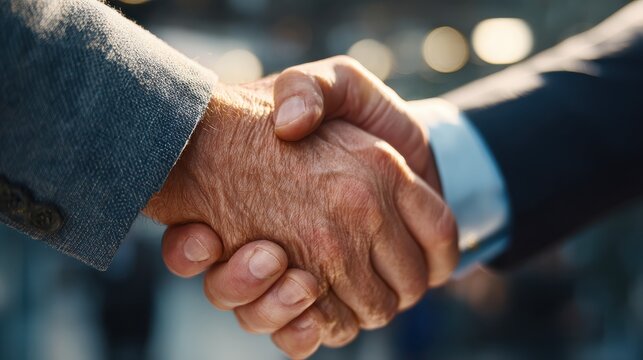 closeup handshake of two businesspeople