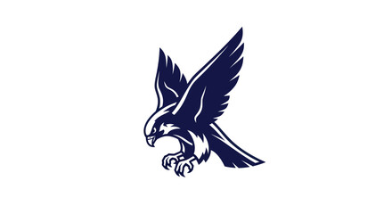 Soaring hawk emblem elegant silhouette on white background