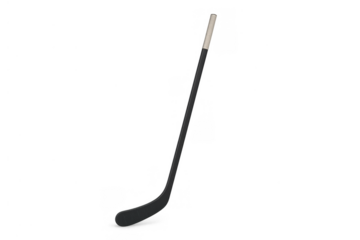 Hockey stick with curved blade for playing winter sports games, isolated on a transparent background