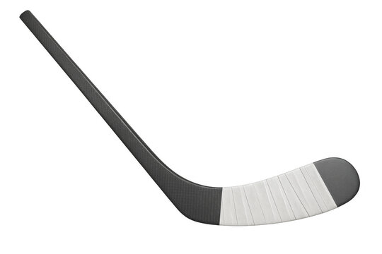 Ice hockey stick with white tape on blade against a transparent background, depicting winter sport equipment for playing