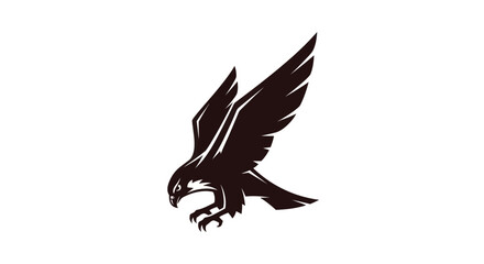 Soaring hawk silhouette on white background for design elements