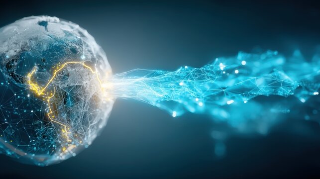 Global digital transformation event virtual environment data visualization modern technology futuristic concept