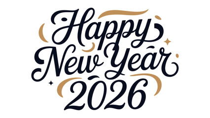Happy New Year 2026 Typography: A festive typographic design proclaiming 'Happy New Year 2026', a visual message of seasonal cheer and new beginnings.