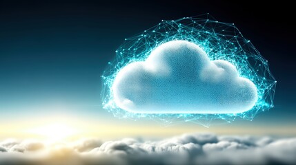 Cloud computing revolution virtual data storage solutions in the digital sky infographic concept futuristic viewpoint