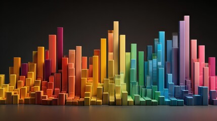 abstract colorful bar graph showing business growth and financial success with data analysis and market trends for corporate presentation and website