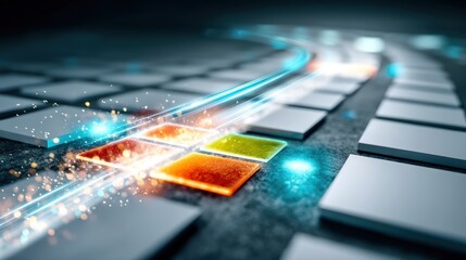 Innovative digital interface futuristic studio abstract design high-tech environment close-up view concept of connectivity