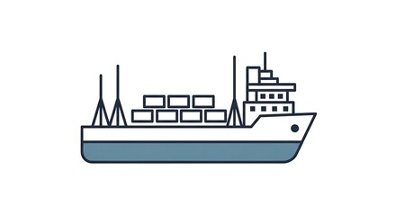 Fototapeta premium Cargo Ship Illustration - A Detailed Vector Graphic of a Freight Vessel.