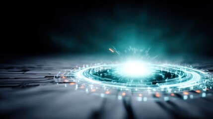 Dynamic energy portal activation futuristic space digital art cyber environment close-up view conceptual technology representation