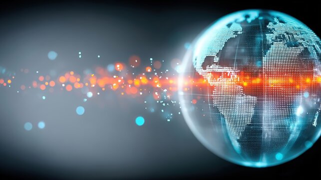 Global connectivity through digital networking worldwide infographic high-tech environment aerial view data visualization