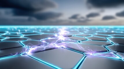 Dynamic electric energy display futuristic grid environment digital art visualization abstract science concept high angle viewpoint