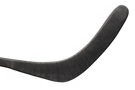 Hockey stick blade showing black tape for grip and control, essential equipment for winter sports. Transparent background