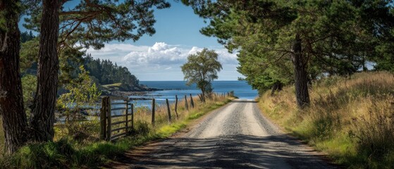 Fototapeta premium Scenic country road leading to ocean