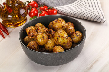 Baked mini potato with herbs