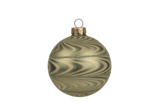 Green Swirl Patterned Christmas Ornament isolated on a transparent background