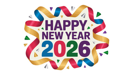 New Year's Greetings 2026: A vibrant and colorful design wishing a Happy New Year 2026, conveying festive cheer and anticipation for the coming year.