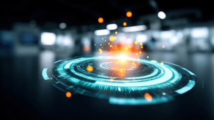 Dynamic energy burst visualization futuristic laboratory digital art high-tech environment close-up view concept of innovation