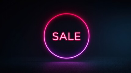 Bright neon sign displaying sale message with glowing effects to attract attention during promotional events