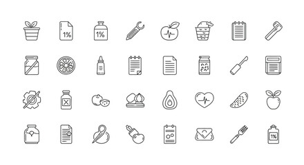 Collection of health and wellness icons perfect for websites, apps, and print materials related to health and wellness