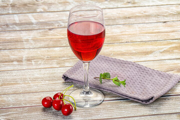 Sweet cherry juice in the glass