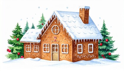 Naklejka premium Decorated Gingerbread House with Candy and Holiday Elements