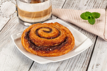 Homemade cinnabon swirl pastry with cinnamon