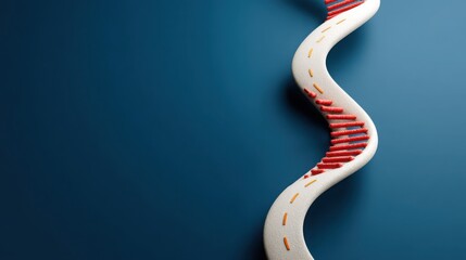 Detailed dna model representation signifying longevity bio-informatics roadmap with data analysis elements