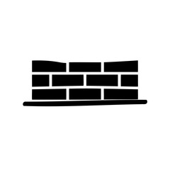 Simple brick wall icon with mortar on transparent background