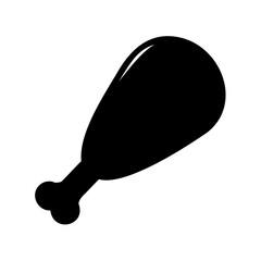 Stylized black chicken drumstick icon or design element