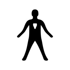 Human silhouette with tooth icon in chest area illustration