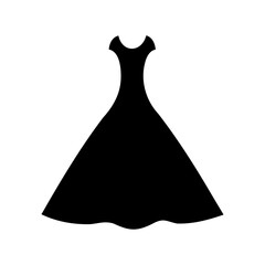 Elegant black silhouette of a long formal dress or gown icon