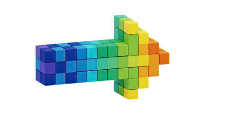Pixelated 3D Arrow Block Style on Clean White