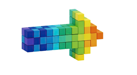 Pixelated 3D Arrow Block Style on Clean White