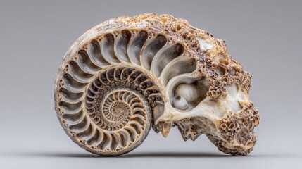 Fossil depicting the concept of brain renewal spiral representing iterative processes in brain evolution