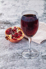 Sweet vitamin pomegranate juice glass