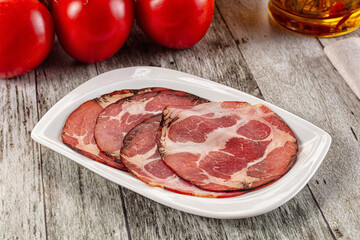 Italian Cured pork neck slices