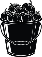 Bucket overflowing with pumpkins illustration