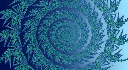 Fractal Pattern Spiral Design Abstract Blue Green Teal Swirl Energy Flow
