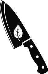 Chef knife with leaf emblem for healthy cooking