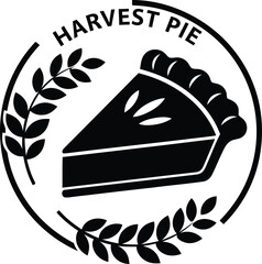 Harvest pie emblem with laurel wreath and wheat stalks