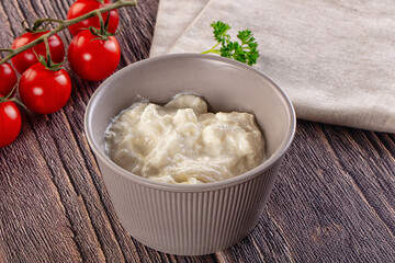 Italian delicous stracciatella young soft cheese