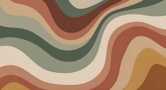 Abstract Organic Waves Pattern in Earthy Tones - Retro Groovy Background