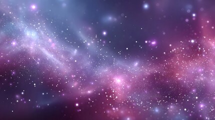 Fototapeta premium Vibrant digital art shows a deep space nebula with swirling purple and pink gas clouds illuminated by numerous bright stars and glowing cosmic dust