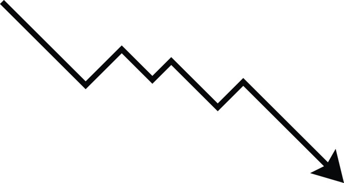 Decline line graph with down arrow Vector