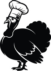 Black silhouette of a chef turkey standing proudly