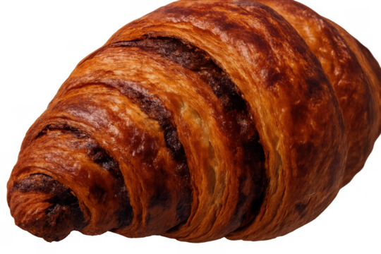Crispy golden-brown pastry filled with chocolate, featuring flaky layers and a rich texture, ideal for bakery menus