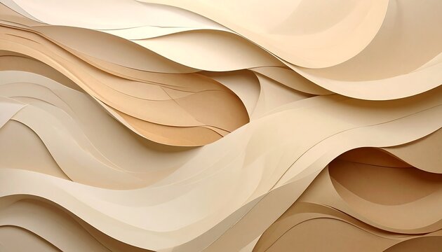 Abstract background with flowing wavy layers in neutral beige tones.