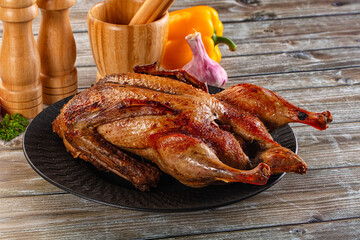 Baked with spices whole duck